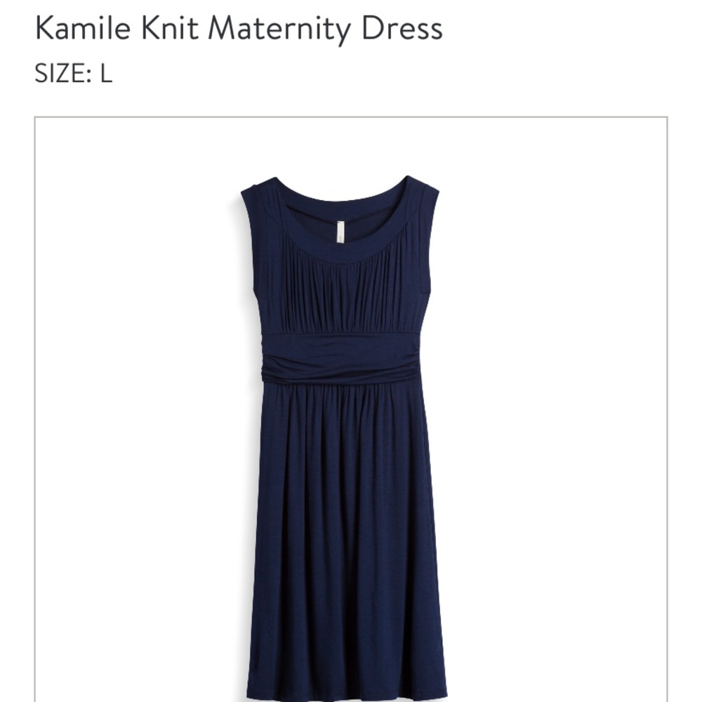 Navy blue empire waist maternity dress